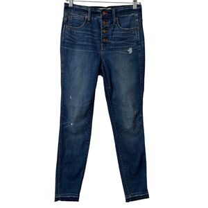 Madewell 10” High Rise Skinny Jean released raw hem distressed denim buttonfly